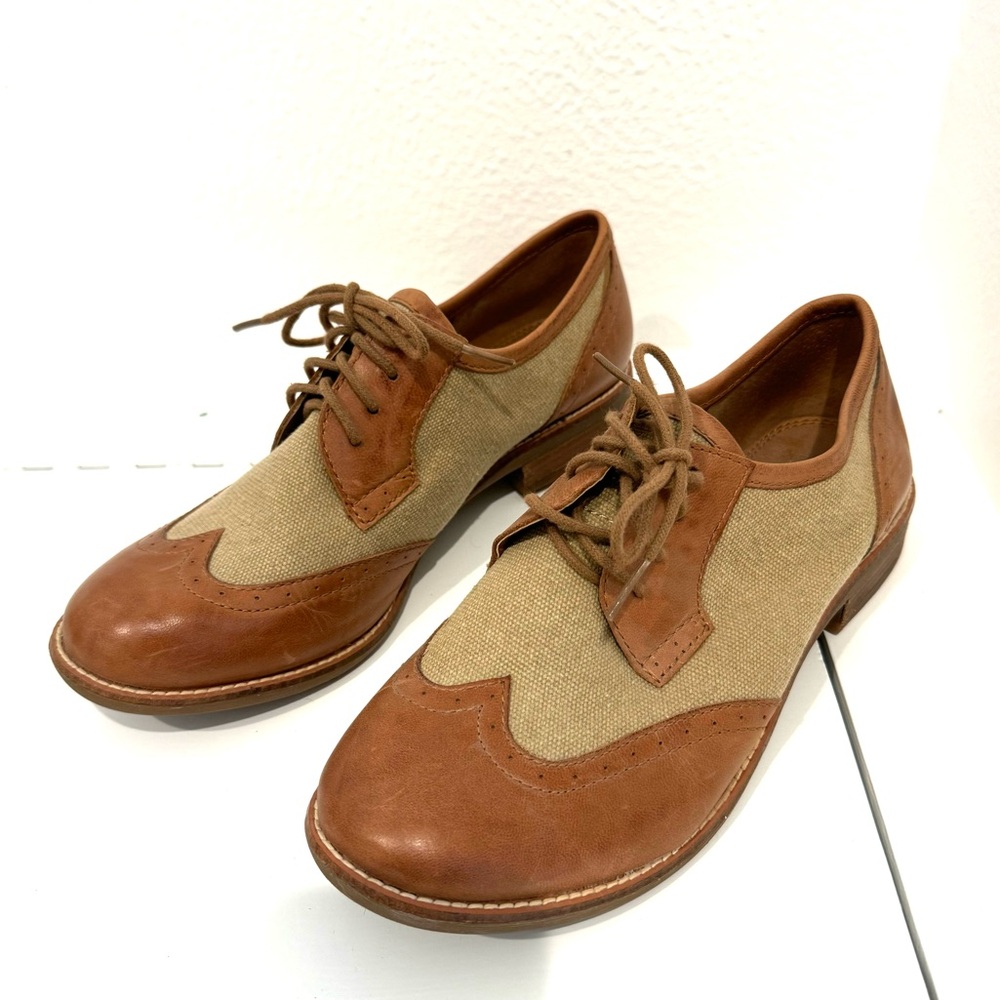Gianni Bini Wingtip Leather and Canvas Oxford Loafers
